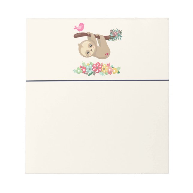 Cute Brown Sloth Hanging Upside down Notepad (Front)