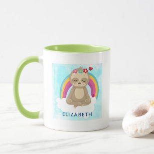 Cute Brown Sloth, Meditating on a Cloud Mug