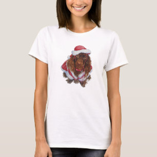 Cute brown spaniel in Christmas santa outfit T-Shirt