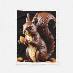 Cute Brown Squirrel Holding a Nut Fleece Blanket