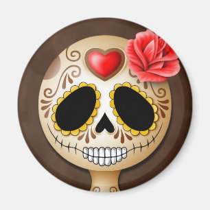 Cute Brown Sugar Skull Magnet