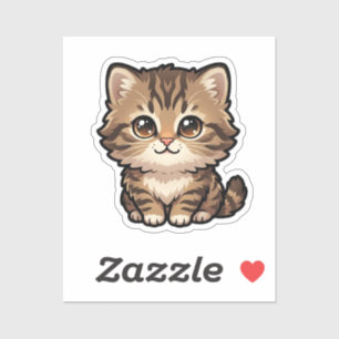 Cute Brown Tabby Kitten Custom-Cut Vinyl Sticker