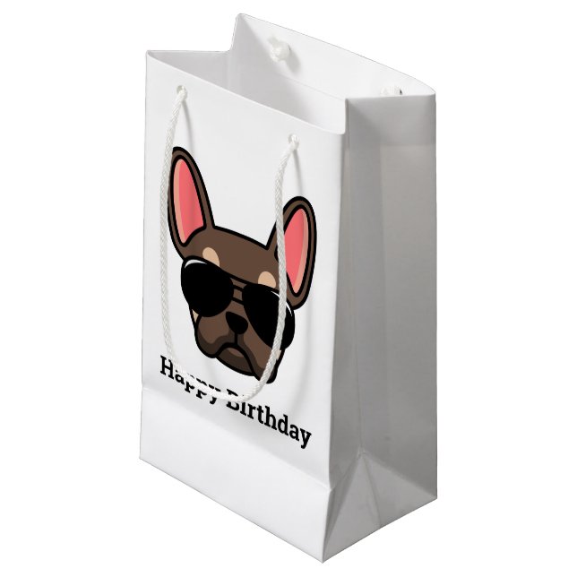 Cute Brown Tan French Bulldog Small Gift Bag (Front Angled)