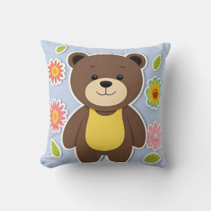 Cute Brown Teddy Bear Cartoon Cushion