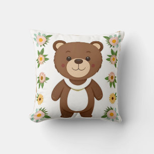 Cute Brown Teddy Bear Cartoon Cushion