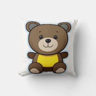 Cute Brown Teddy Bear Cartoon Cushion