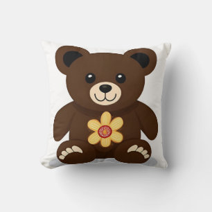 Cute Brown Teddy Bear Cartoon Cushion