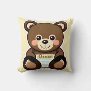Cute Brown Teddy Bear Cartoon Cushion