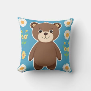 Cute Brown Teddy Bear Cartoon Cushion