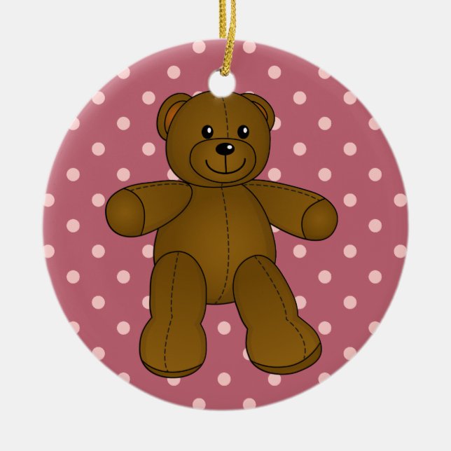 Cute brown teddy bear ceramic tree decoration (Front)