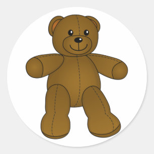 Cute brown teddy bear classic round sticker