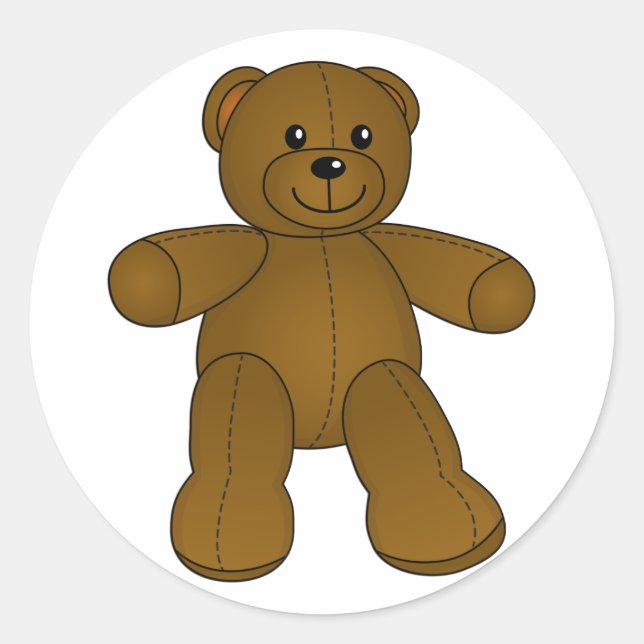 Cute brown teddy bear classic round sticker (Front)