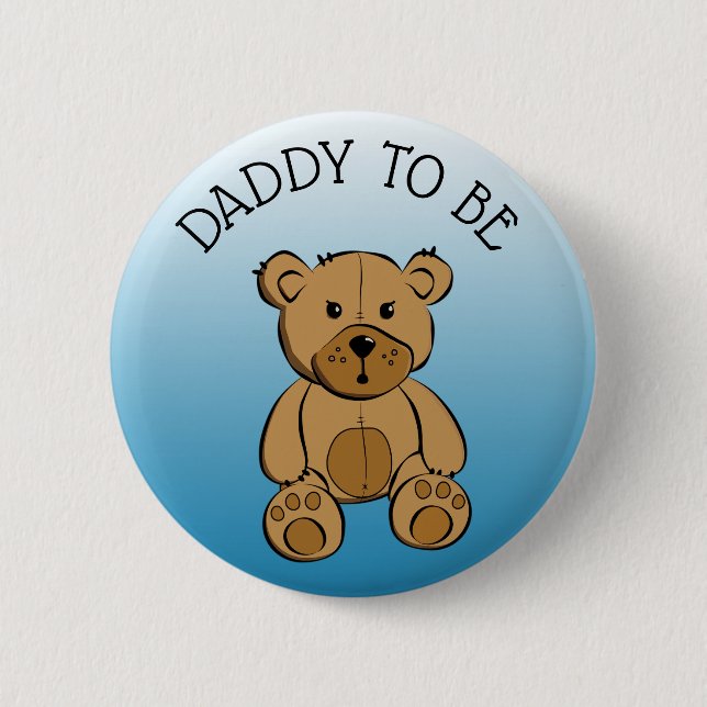 Cute Brown Teddy Bear Dad to be Button (Front)
