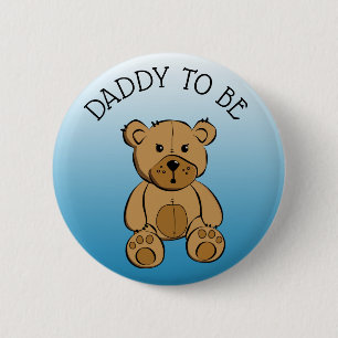 Cute Brown Teddy Bear Dad to be Button