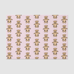 Cute Brown Teddy Bear for Kids Pink Tissue Paper