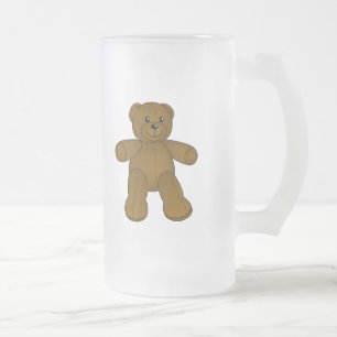 Cute brown teddy bear frosted glass beer mug