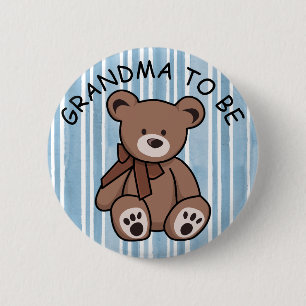 Cute Brown Teddy Bear GRANDMA to be  6 Cm Round Badge