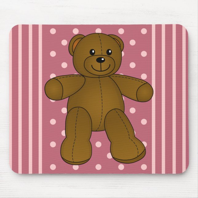 Cute brown teddy bear mouse mat (Front)