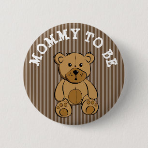 Cute Brown Teddy Bear Mummy to be Button