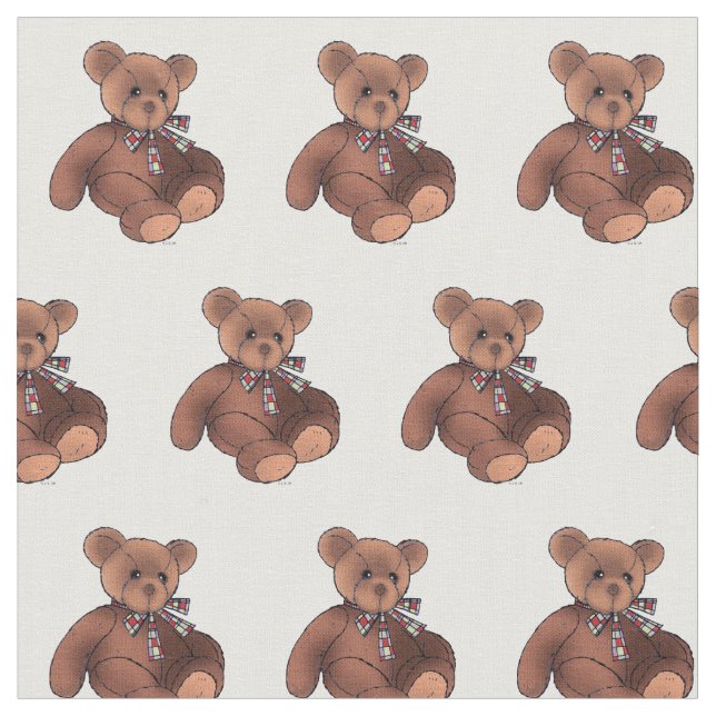 cute brown teddy bear nursery fabric (Close Up)