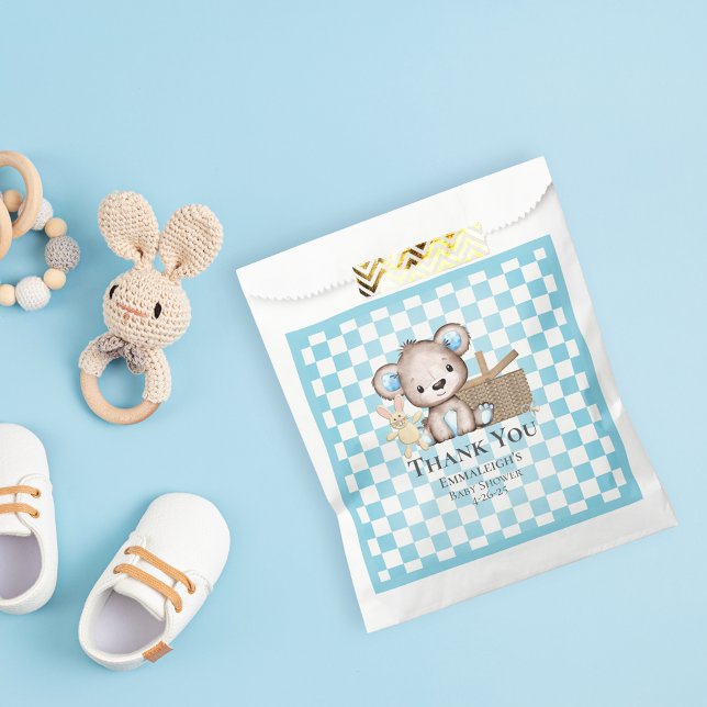 Cute Brown Teddy Bear Picnic Baby Shower Favour Bags (Creator Uploaded)