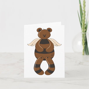 Cute Brown Teddy Bear with Angel Wings  Card