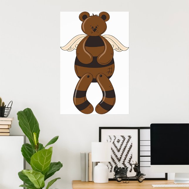 Cute Brown Teddy Bear with Angel Wings  Poster (Creator Uploaded)