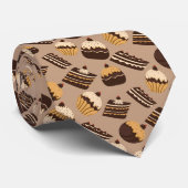 Cute brown Tones Cupcakes & Cakes Pattern Tie (Rolled)