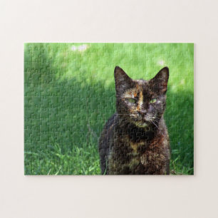 Cute Brown Tortoiseshell Cat Photo Jigsaw Puzzle
