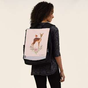 Cute Brown Watercolor Deer Rustic Backpack