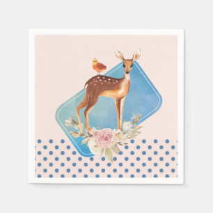 Cute Brown Watercolor Deer Rustic Elegance Napkin