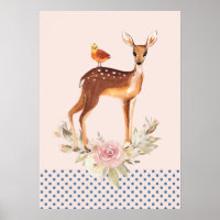 Cute Brown Watercolor Deer Rustic Elegance