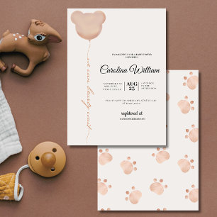 Cute brown we can bearly wait baby shower invitation