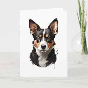 Cute Brown White Black Dog Puppy Blank Greeting Card