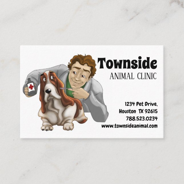 Cute Brown White Dog Animal Clinic Medicine Business Card (Front)