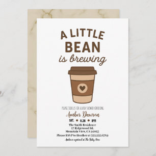 Cute Brown & White Neutral Coffee Baby Shower Announcement