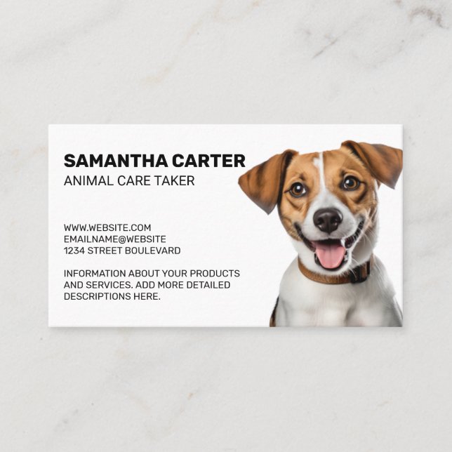 Cute Brown White Puppy Business Card (Front)