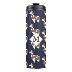 Cute Brown & White Spotted Llamas with Initial Thermal Tumbler
