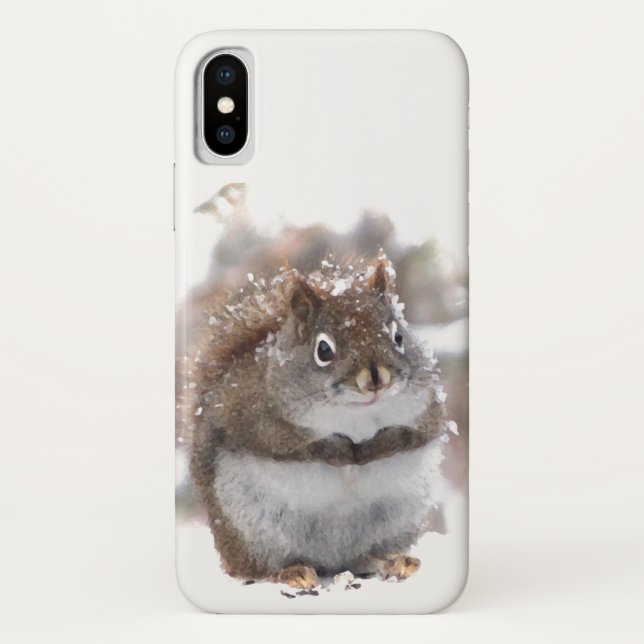 Cute Brown White Squirrel Animal iPhone  X Case (Back)