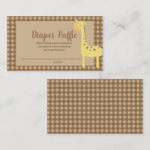 Cute Brown Yellow Giraffe Diaper Raffle Enclosure Card