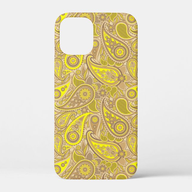 Cute brown yellow paisley pattern Case-Mate iPhone case (Back)