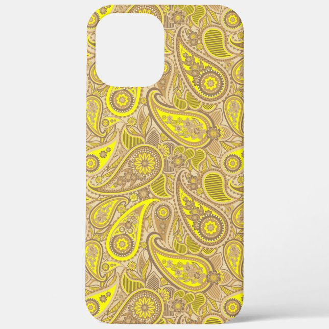 Cute brown yellow paisley pattern Case-Mate iPhone case (Back)
