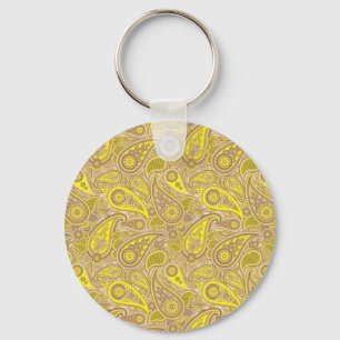 Cute brown yellow paisley pattern Case-Mate iPhone Key Ring