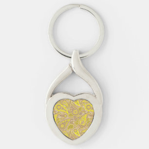 Cute brown yellow paisley pattern Case-Mate iPhone Key Ring