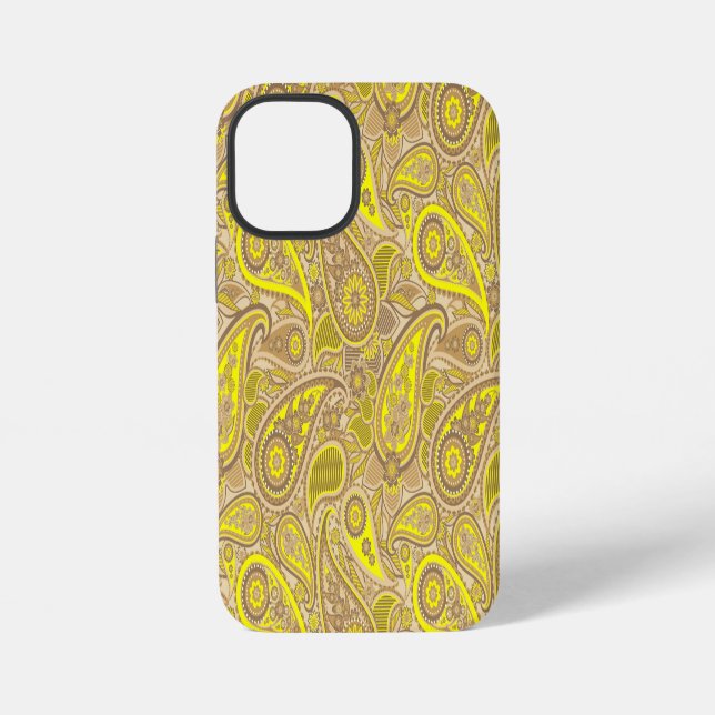 Cute brown yellow paisley pattern iPhone case (Back)
