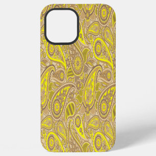 Cute brown yellow paisley pattern iPhone 12 pro max case