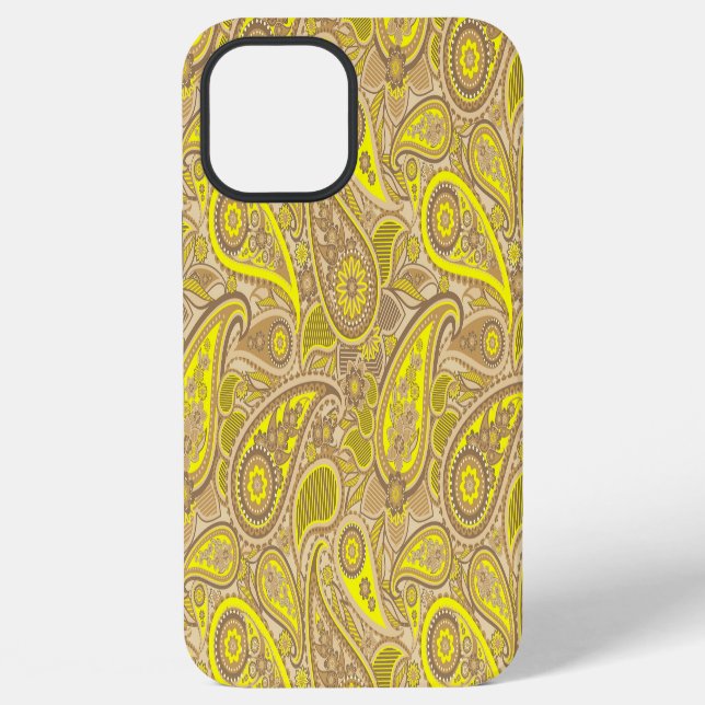 Cute brown yellow paisley pattern iPhone case (Back)