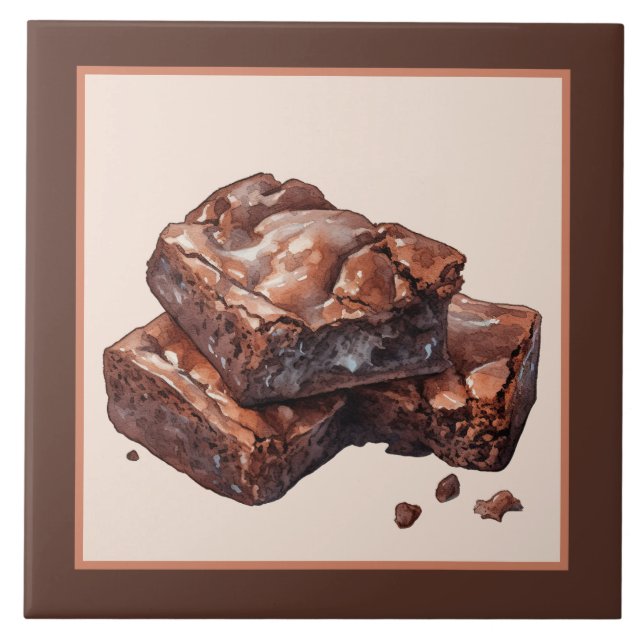 Cute brownie bakery business home crafting tile (Front)