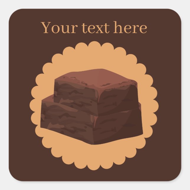 Cute brownie lovers add text square sticker (Front)