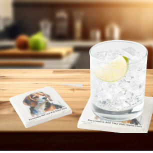Cute Browns Beagle /PERSONALIZE Stone Coaster